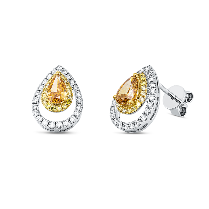 Ohrstecker    aus 750/-18 Karat Weißgold / Gelbgold mit 78 Diamanten 0