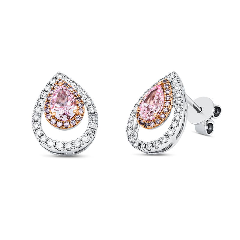 Ohrstecker    aus 750/-18 Karat Weißgold / Rotgold mit 86 Diamanten 0