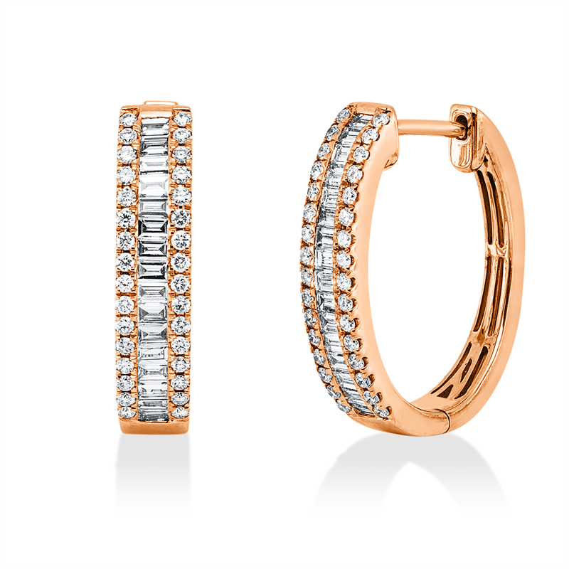 Creolen    aus 750/-18 Karat Rotgold mit 96 Diamanten 0