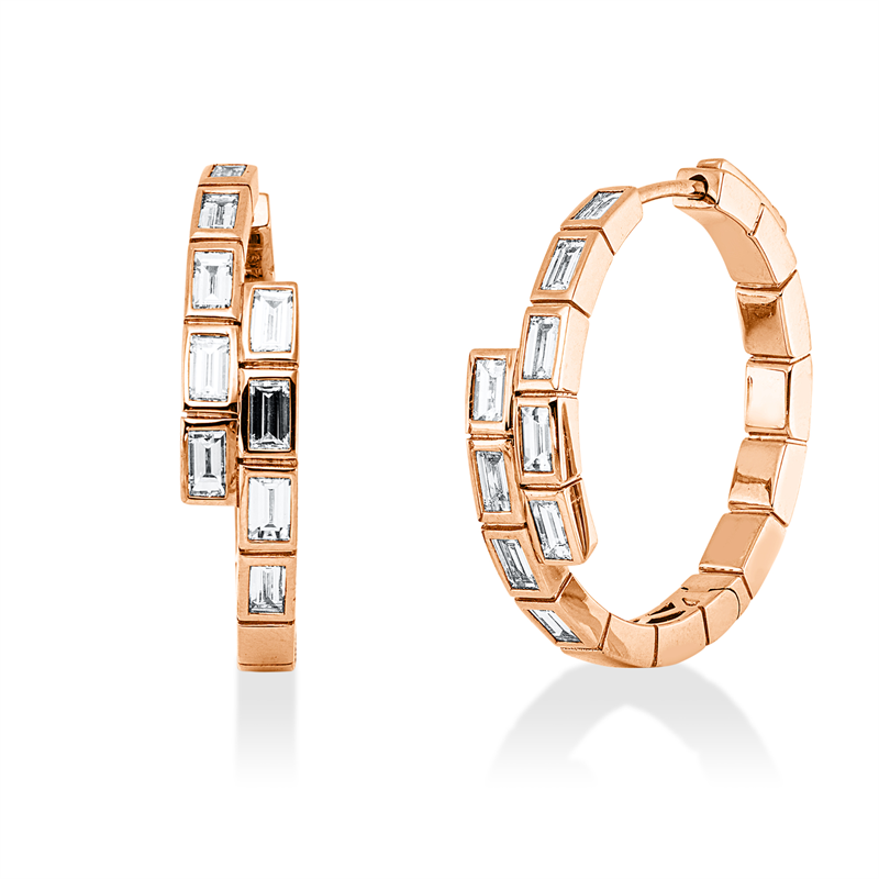 Creolen    aus 750/-18 Karat Rotgold mit 18 Diamanten 1