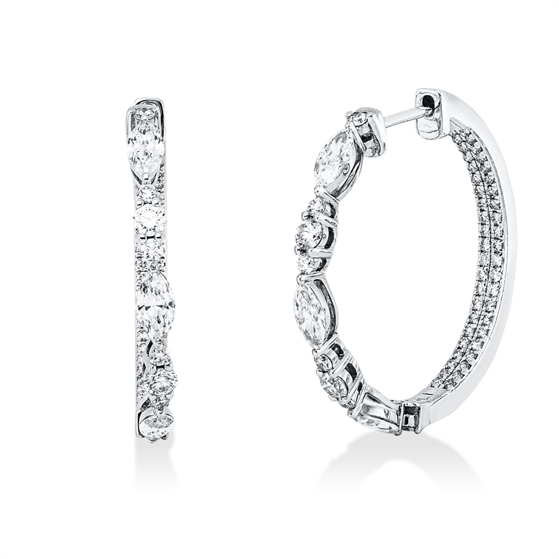 Creolen    aus 750/-18 Karat Weißgold mit 110 Diamanten 1