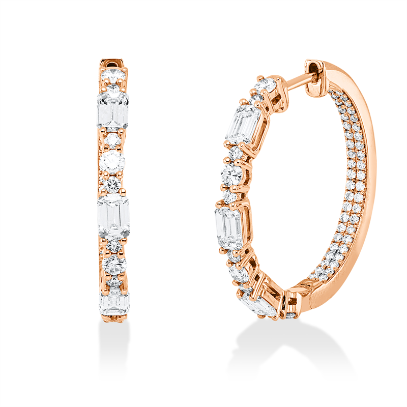 Creolen    aus 750/-18 Karat Rotgold mit 114 Diamanten 2