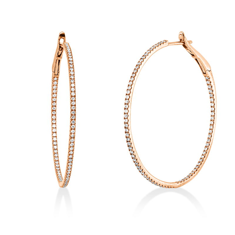 Creolen    aus 750/-18 Karat Rotgold mit 156 Diamanten 0