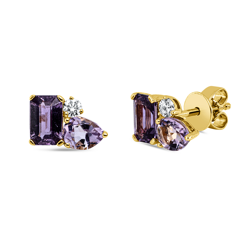 Ohrstecker mit Saphir  aus 750/-18 Karat Gelbgold mit 2 Diamanten 0