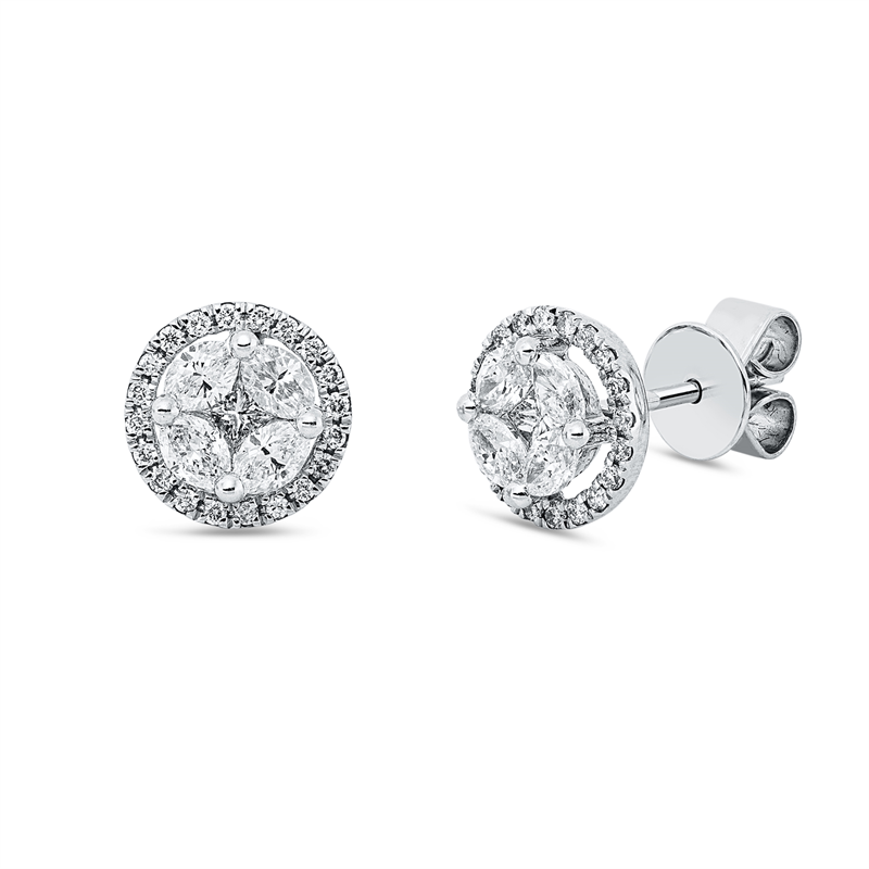 Ohrstecker    aus 750/-18 Karat Weißgold mit 50 Diamanten 0