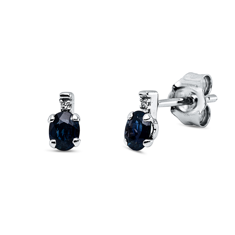 Ohrstecker mit Saphir  aus 750/-18 Karat Weißgold mit 2 Diamanten 0