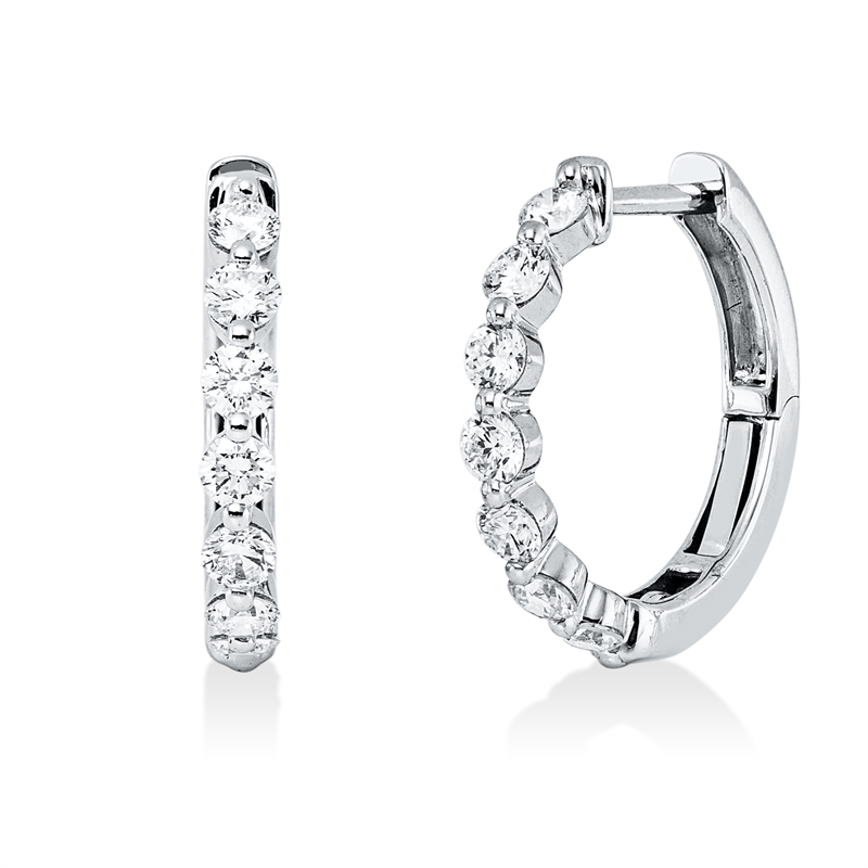 Creolen    aus 750/-18 Karat Weißgold mit 14 Diamanten 0
