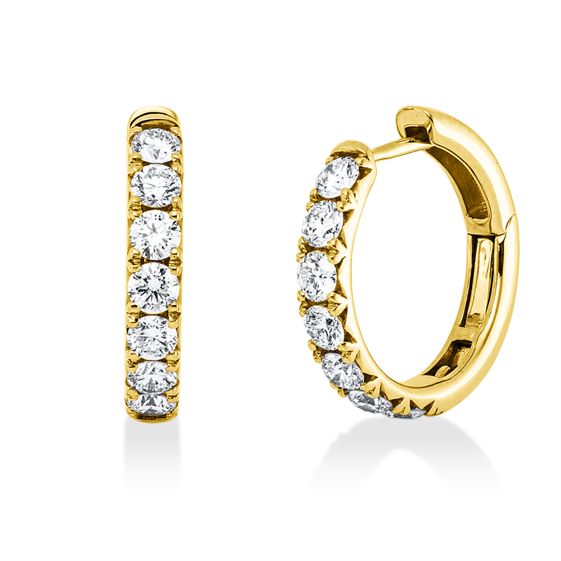 Creolen    aus 750/-18 Karat Gelbgold mit 14 Diamanten 0