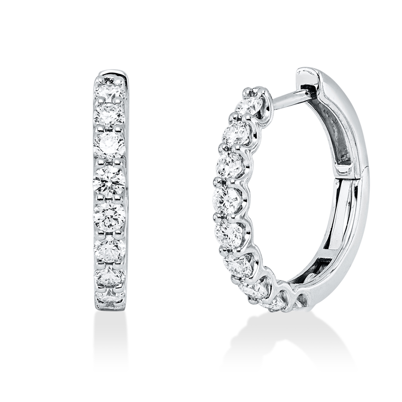 Creolen    aus 750/-18 Karat Weißgold mit 18 Diamanten 0