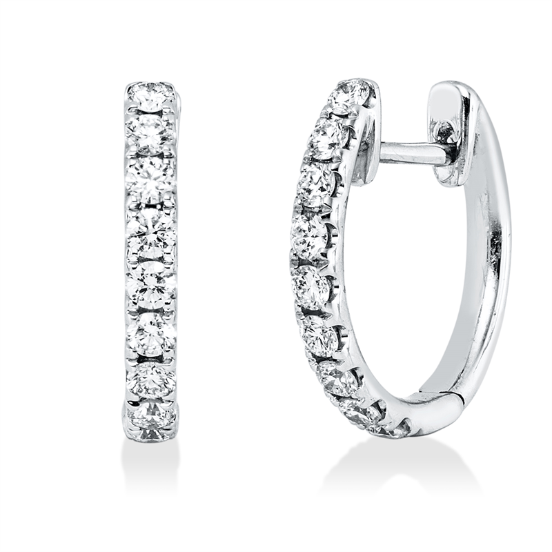 Creolen    aus 750/-18 Karat Weißgold mit 18 Diamanten 0