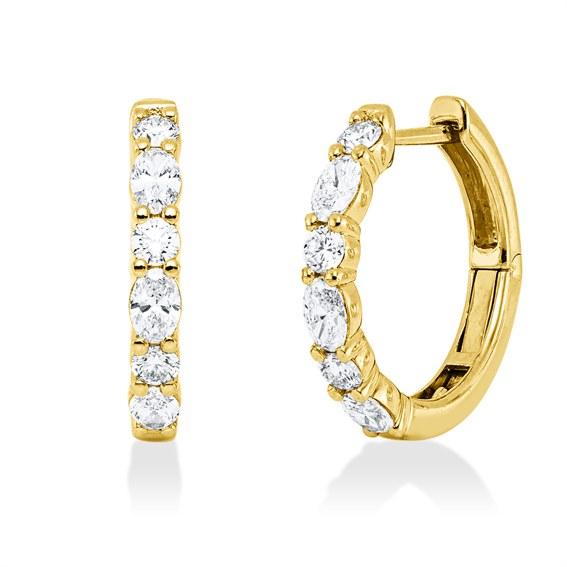 Creolen    aus 585/-14 Karat Gelbgold mit 12 Diamanten 0