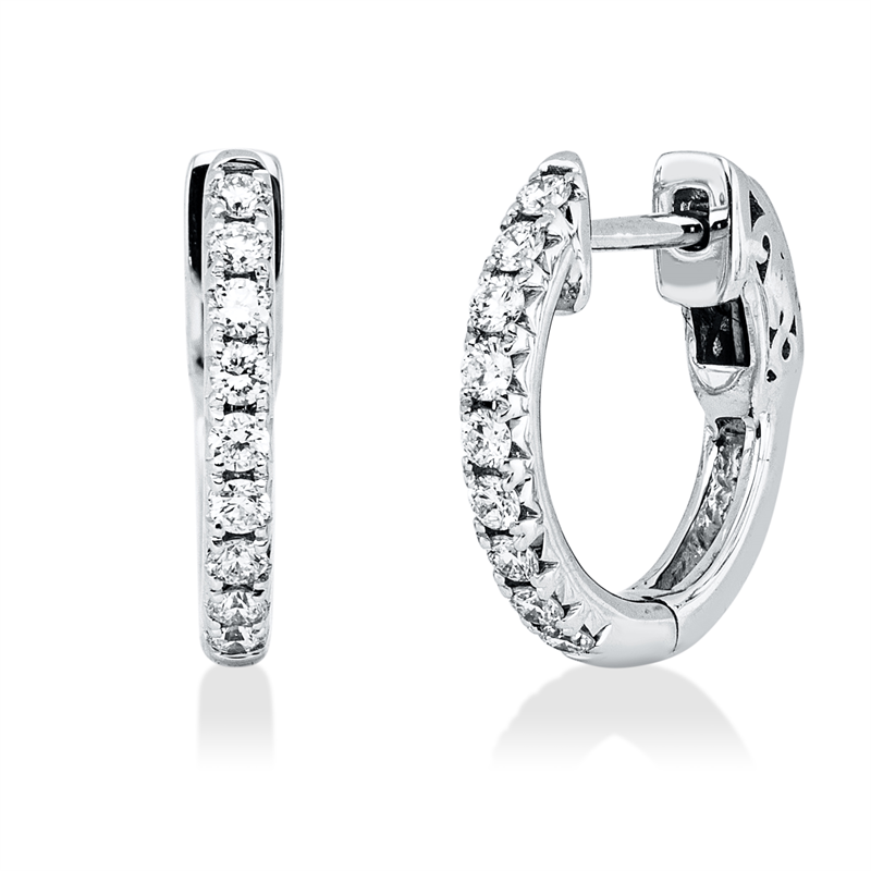 Creolen    aus 750/-18 Karat Weißgold mit 18 Diamanten 0
