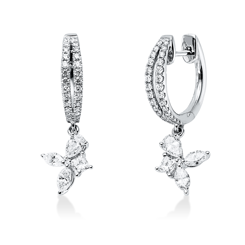 Ohrschmuck    aus 750/-18 Karat Weißgold mit 64 Diamanten 1