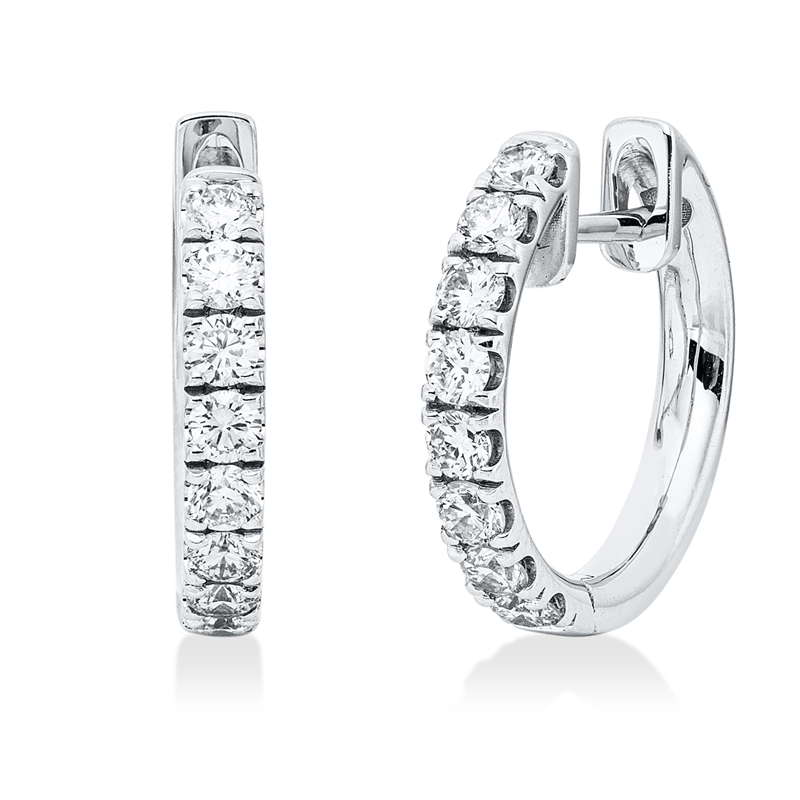 Creolen    aus 750/-18 Karat Weißgold mit 16 Diamanten 0