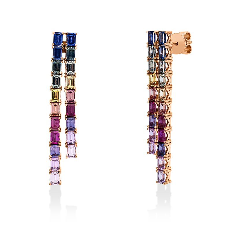 Ohrhänger mit Saphir  aus 750/-18 Karat Rotgold  