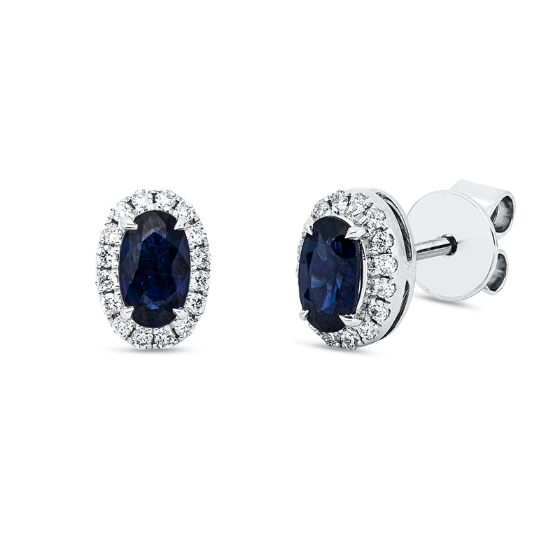 Ohrstecker mit Saphir  aus 750/-18 Karat Weißgold mit 32 Diamanten 0