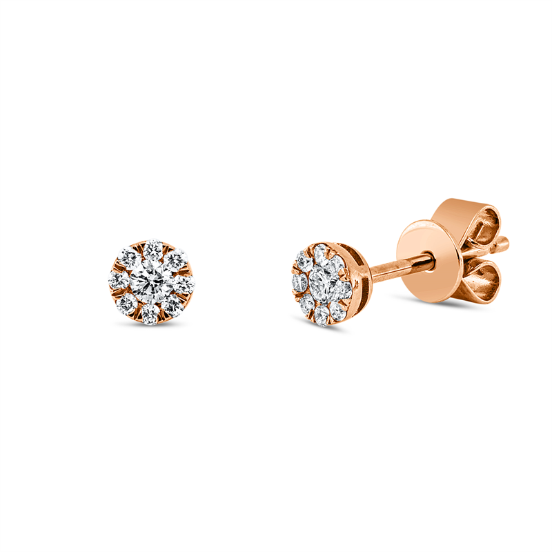 Ohrstecker    aus 750/-18 Karat Rotgold mit 18 Diamanten 0