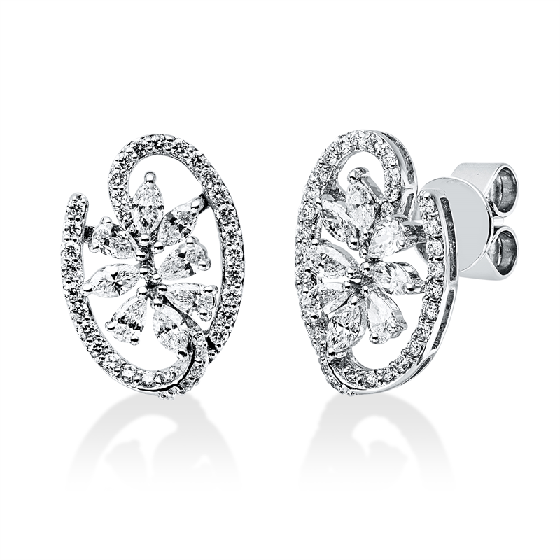 Ohrschmuck    aus 750/-18 Karat Weißgold mit 72 Diamanten 0