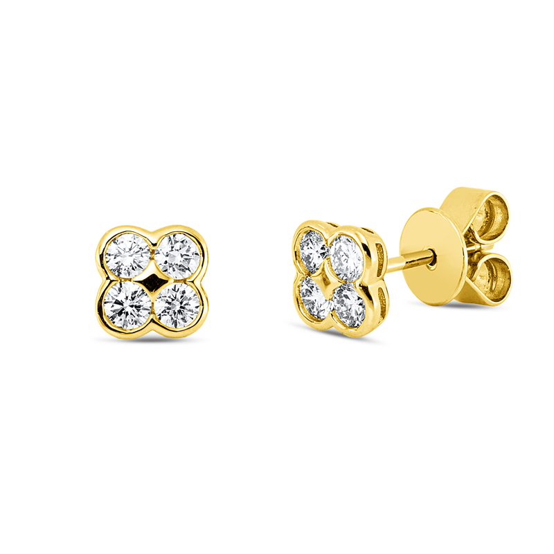 Ohrstecker    aus 750/-18 Karat Gelbgold mit 8 Diamanten 0