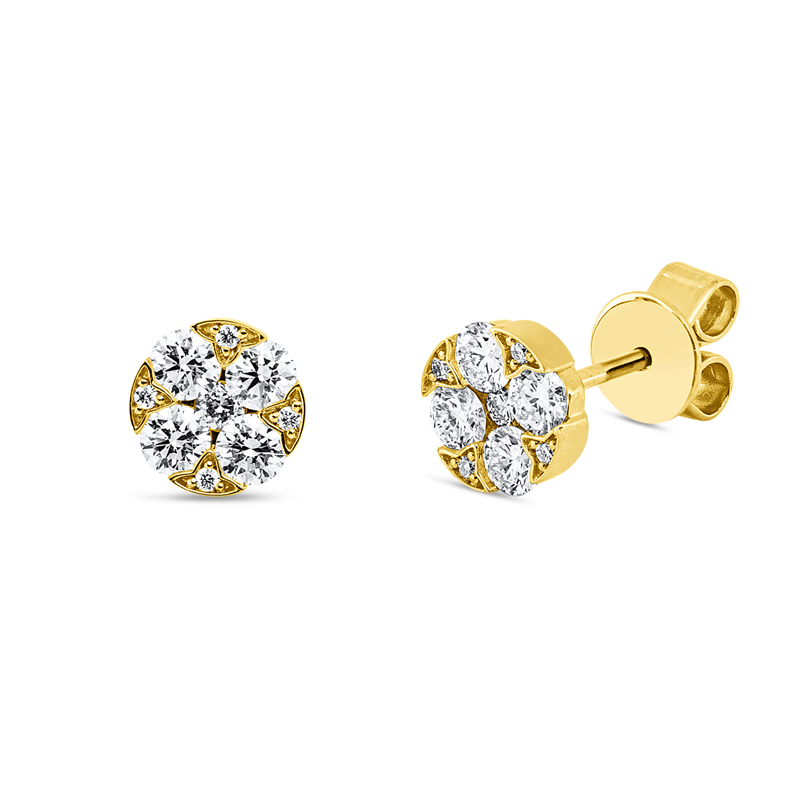 Ohrstecker    aus 750/-18 Karat Gelbgold mit 18 Diamanten 0