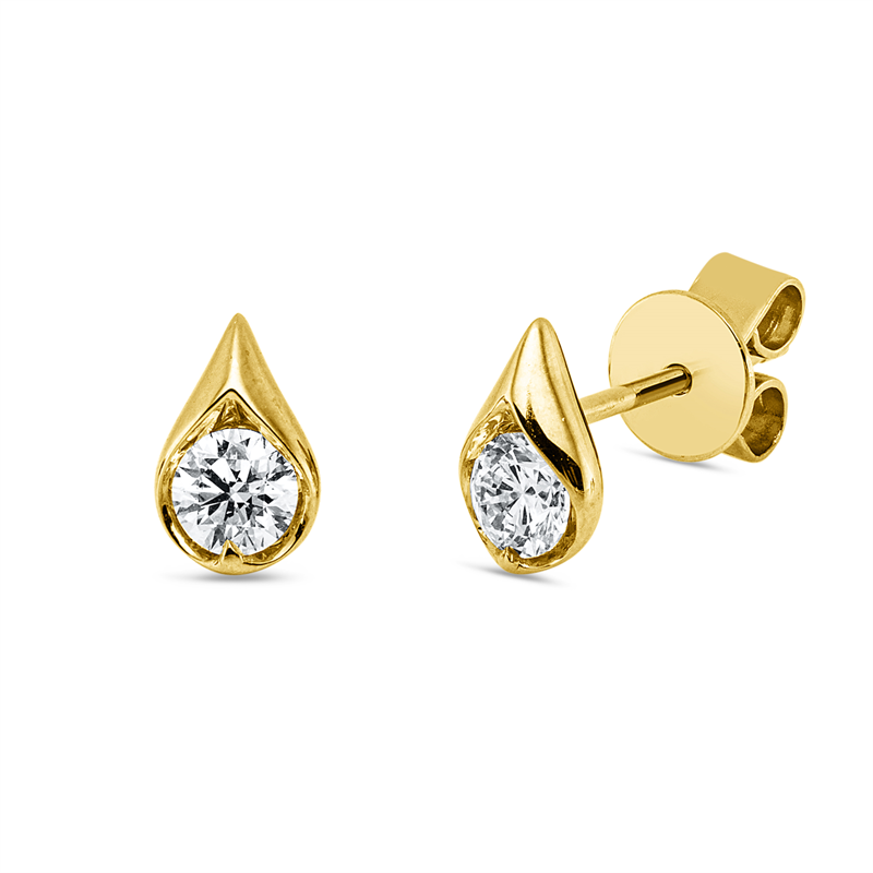 Ohrstecker    aus 750/-18 Karat Gelbgold mit 2 Diamanten 0