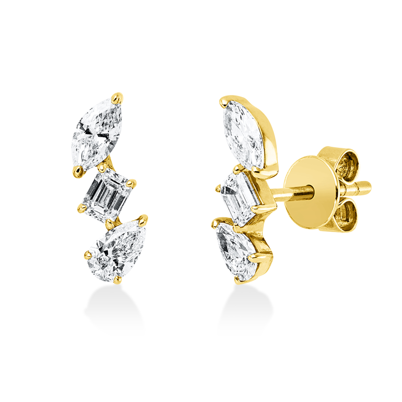Ohrstecker    aus 750/-18 Karat Gelbgold mit 6 Diamanten 0