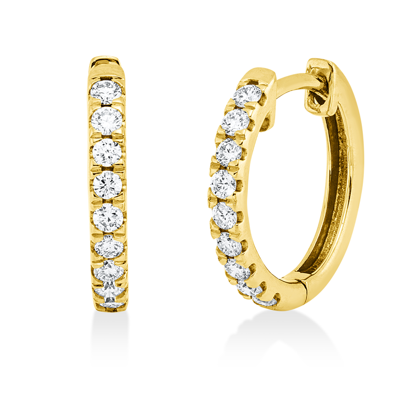 Creolen    aus 750/-18 Karat Gelbgold mit 18 Diamanten 0