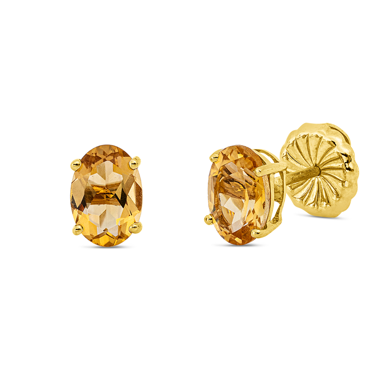 Ohrstecker mit Citrin  aus 750/-18 Karat Gelbgold  