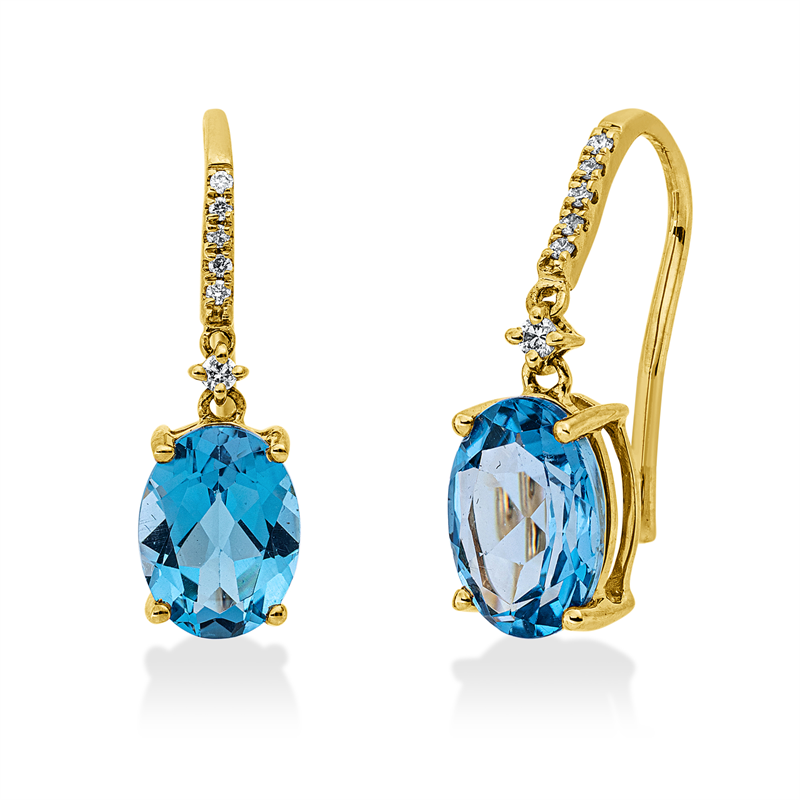 Ohrschmuck mit Topas  aus 750/-18 Karat Gelbgold mit 12 Diamanten 0