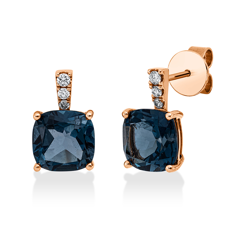 Ohrstecker mit Topas  aus 750/-18 Karat Rotgold mit 6 Diamanten 0