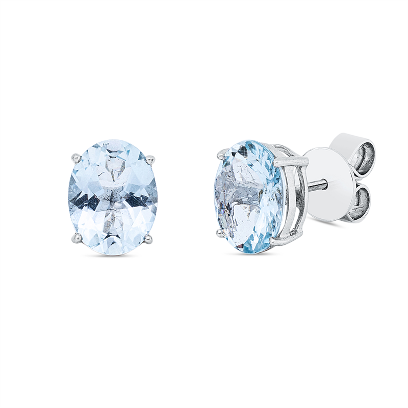 Ohrstecker mit Aquamarin  aus 750/-18 Karat Weißgold  
