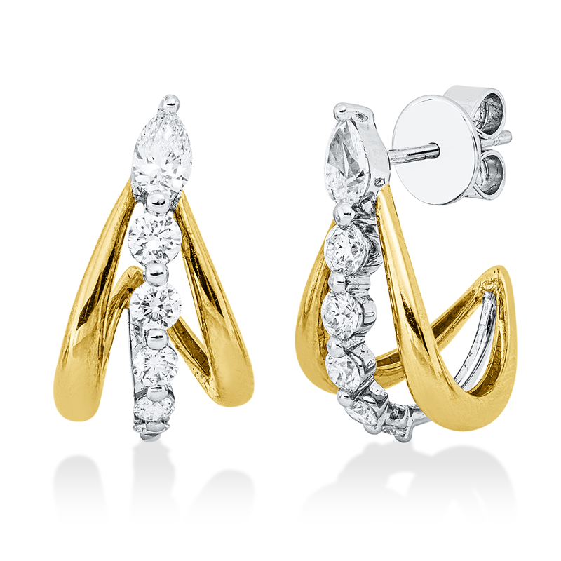 Ohrstecker    aus 750/-18 Karat Gelbgold / Weißgold mit 12 Diamanten 0