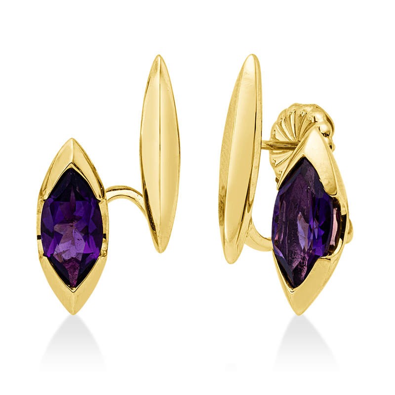 Ohrstecker mit Amethyst  aus 750/-18 Karat Gelbgold  