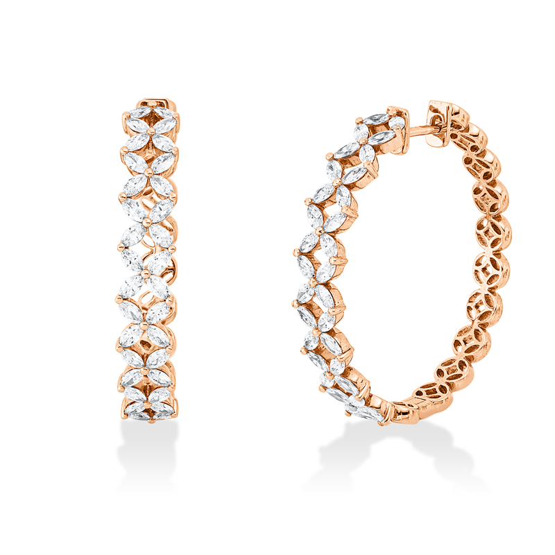 Creolen    aus 750/-18 Karat Rotgold mit 64 Diamanten 1