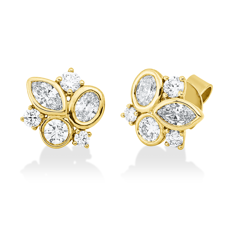 Ohrstecker    aus 750/-18 Karat Gelbgold mit 12 Diamanten 1