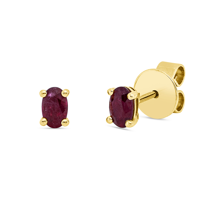 Ohrstecker mit Rubin  aus 750/-18 Karat Gelbgold  