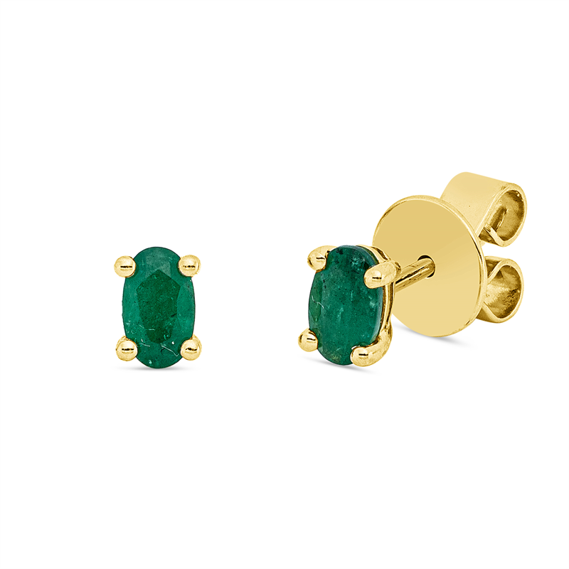 Ohrstecker mit Smaragd  aus 750/-18 Karat Gelbgold  