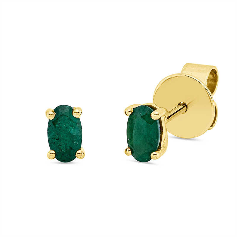 Ohrstecker mit Smaragd  aus 750/-18 Karat Gelbgold  