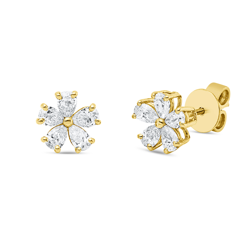 Ohrstecker    aus 750/-18 Karat Gelbgold mit 10 Diamanten 1 ct
