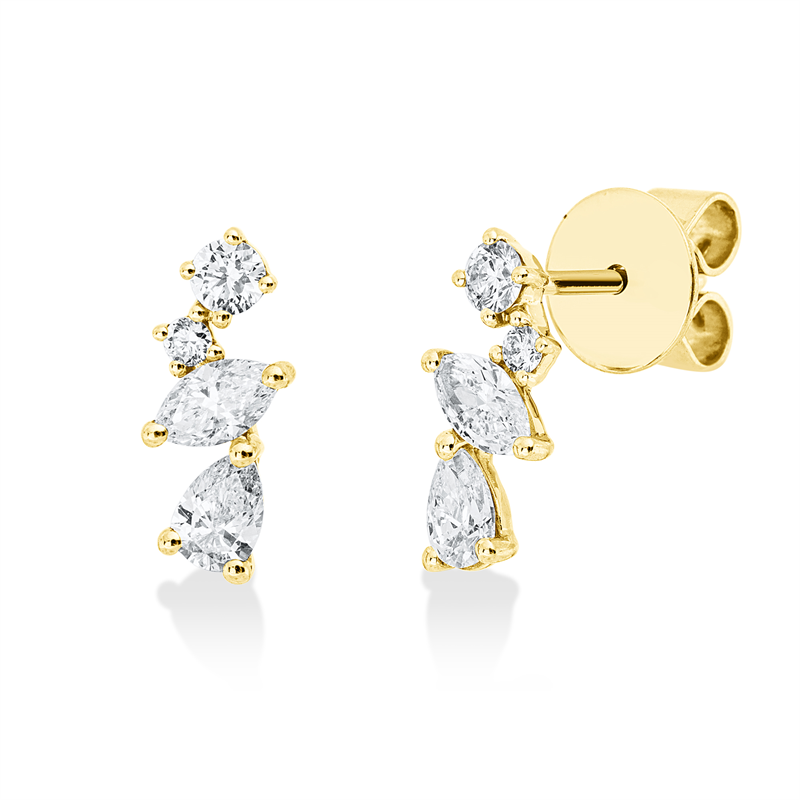 Ohrstecker    aus 750/-18 Karat Gelbgold mit 8 Diamanten 0