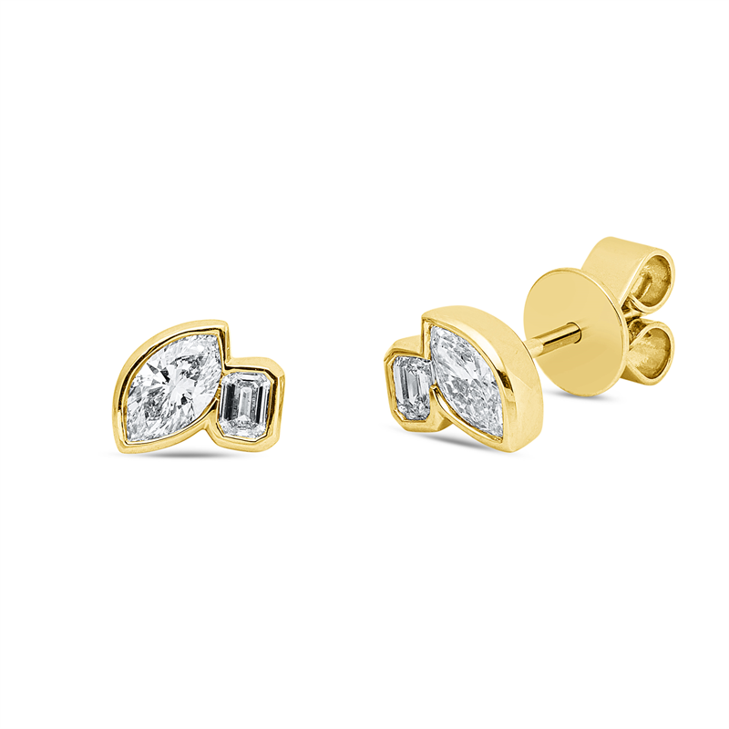 Ohrstecker    aus 750/-18 Karat Gelbgold mit 4 Diamanten 0