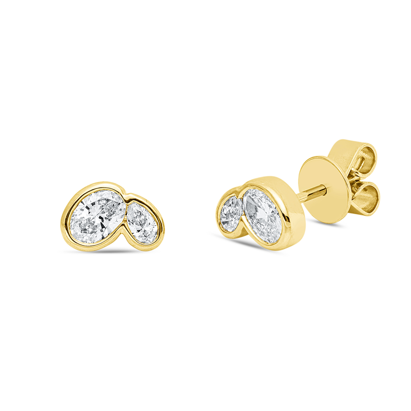 Ohrstecker    aus 750/-18 Karat Gelbgold mit 4 Diamanten 0