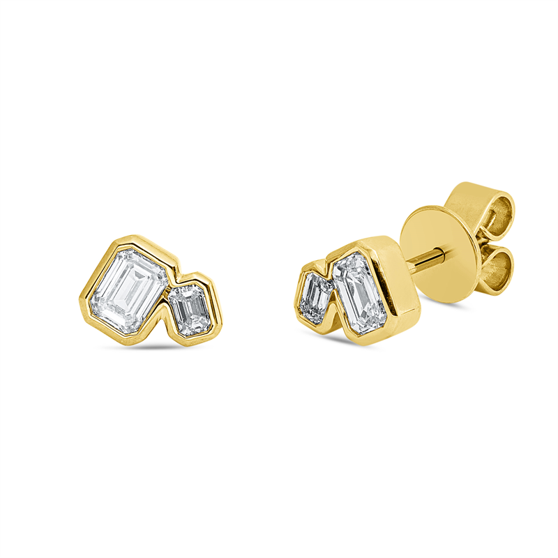 Ohrstecker    aus 750/-18 Karat Gelbgold mit 4 Diamanten 0