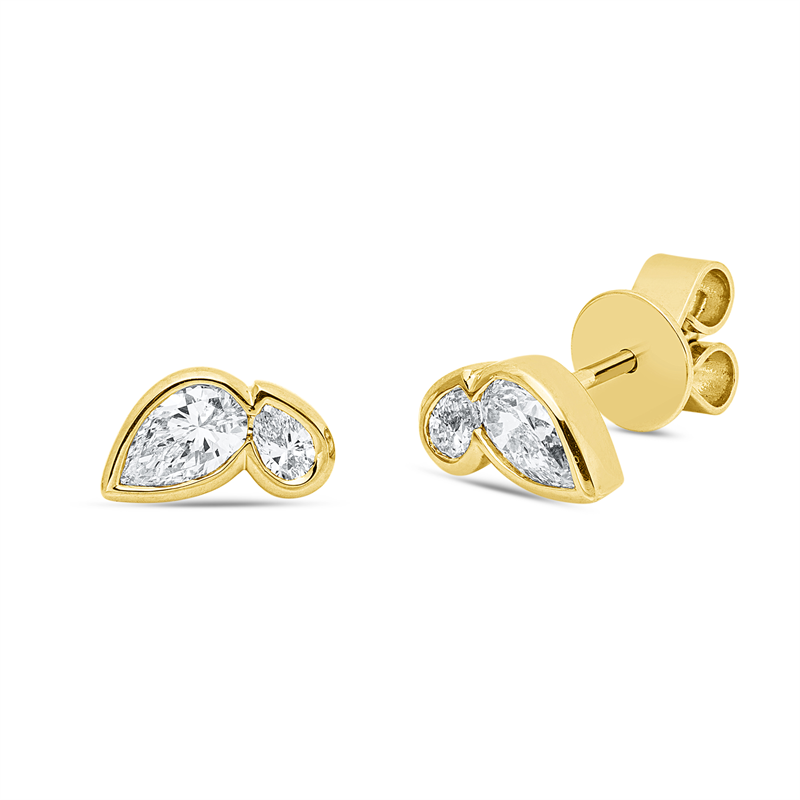 Ohrstecker    aus 750/-18 Karat Gelbgold mit 4 Diamanten 0