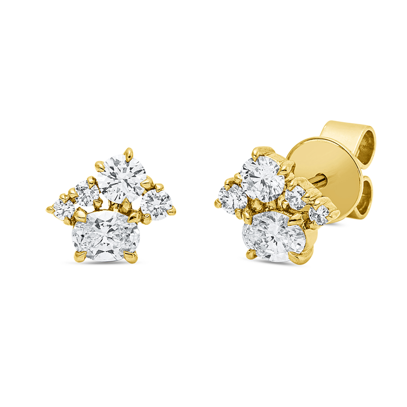 Ohrstecker    aus 750/-18 Karat Gelbgold mit 10 Diamanten 0