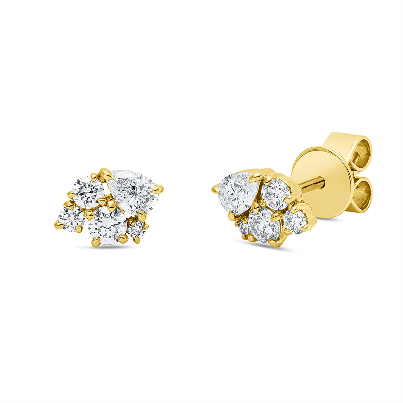 Ohrstecker    aus 750/-18 Karat Gelbgold mit 10 Diamanten 0
