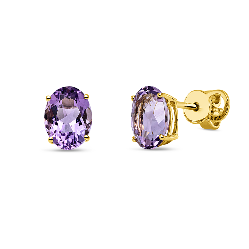 Ohrstecker mit Amethyst  aus 750/-18 Karat Gelbgold  