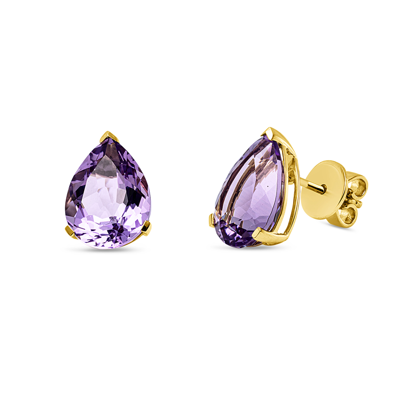 Ohrstecker mit Amethyst  aus 750/-18 Karat Gelbgold  