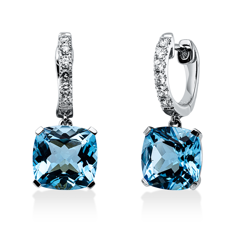 Ohrschmuck mit Topas  aus 750/-18 Karat Weißgold mit 12 Diamanten 0