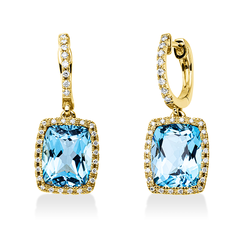 Ohrschmuck mit Topas  aus 750/-18 Karat Gelbgold mit 64 Diamanten 0